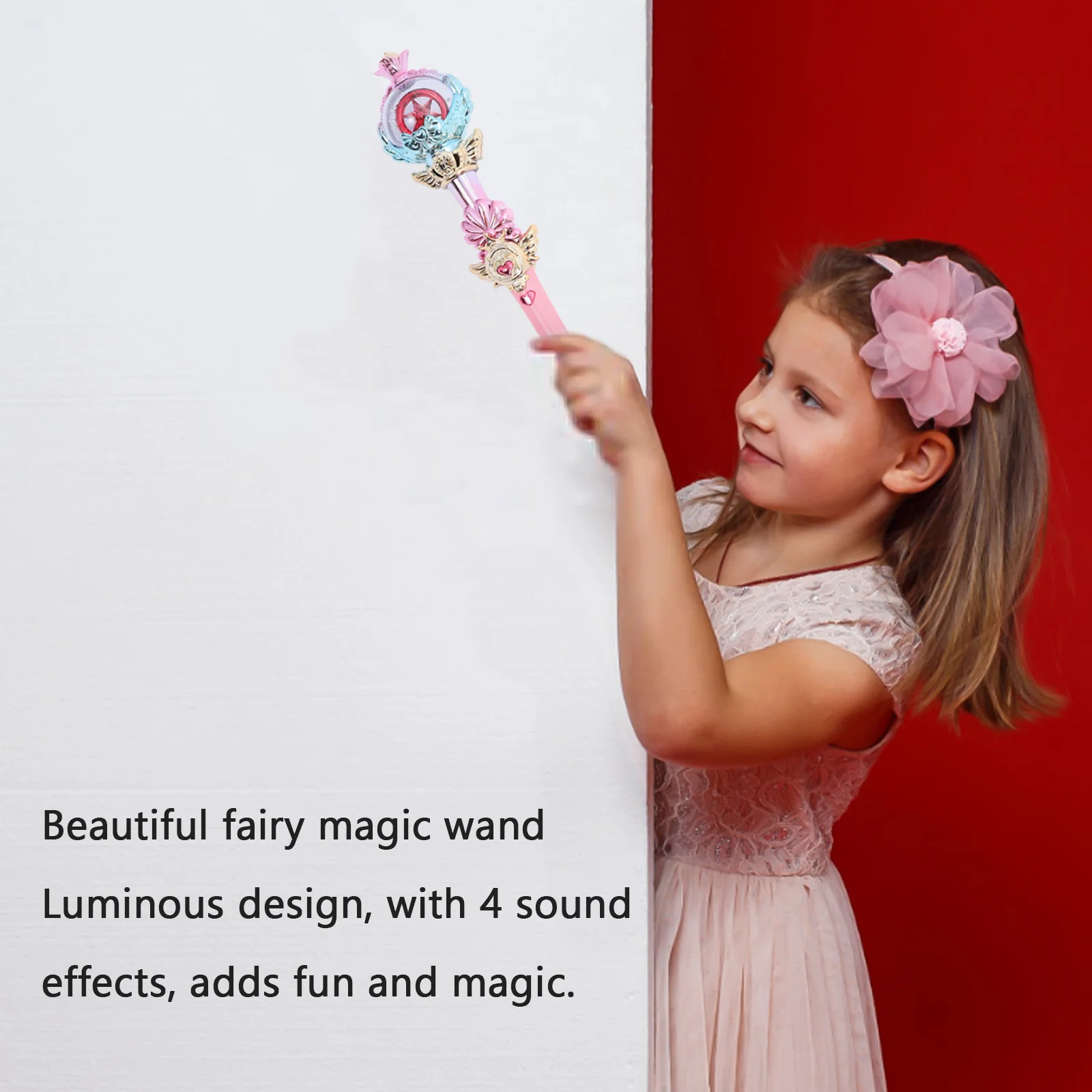 Gloeiende Fairy Wand ABS Lichtgewicht Muziek Licht Stok Party Cosplay Gift Sneeuwvlok Hart Prinses Wands Decoratieve Prestaties
