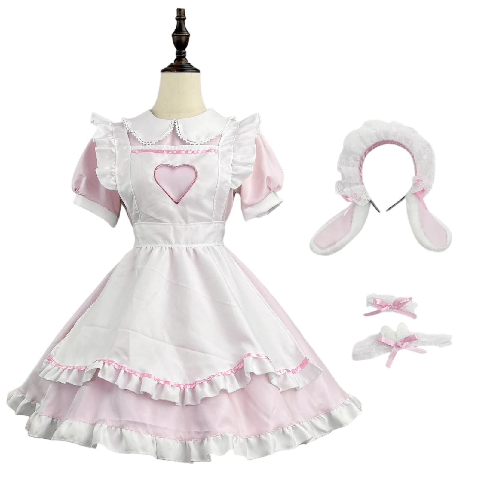 Disfraz de COSPLAY de Lolita para mujer, disfraz de sirvienta de conejo de amor hueco súper bonito, vestido de talla grande para fiesta