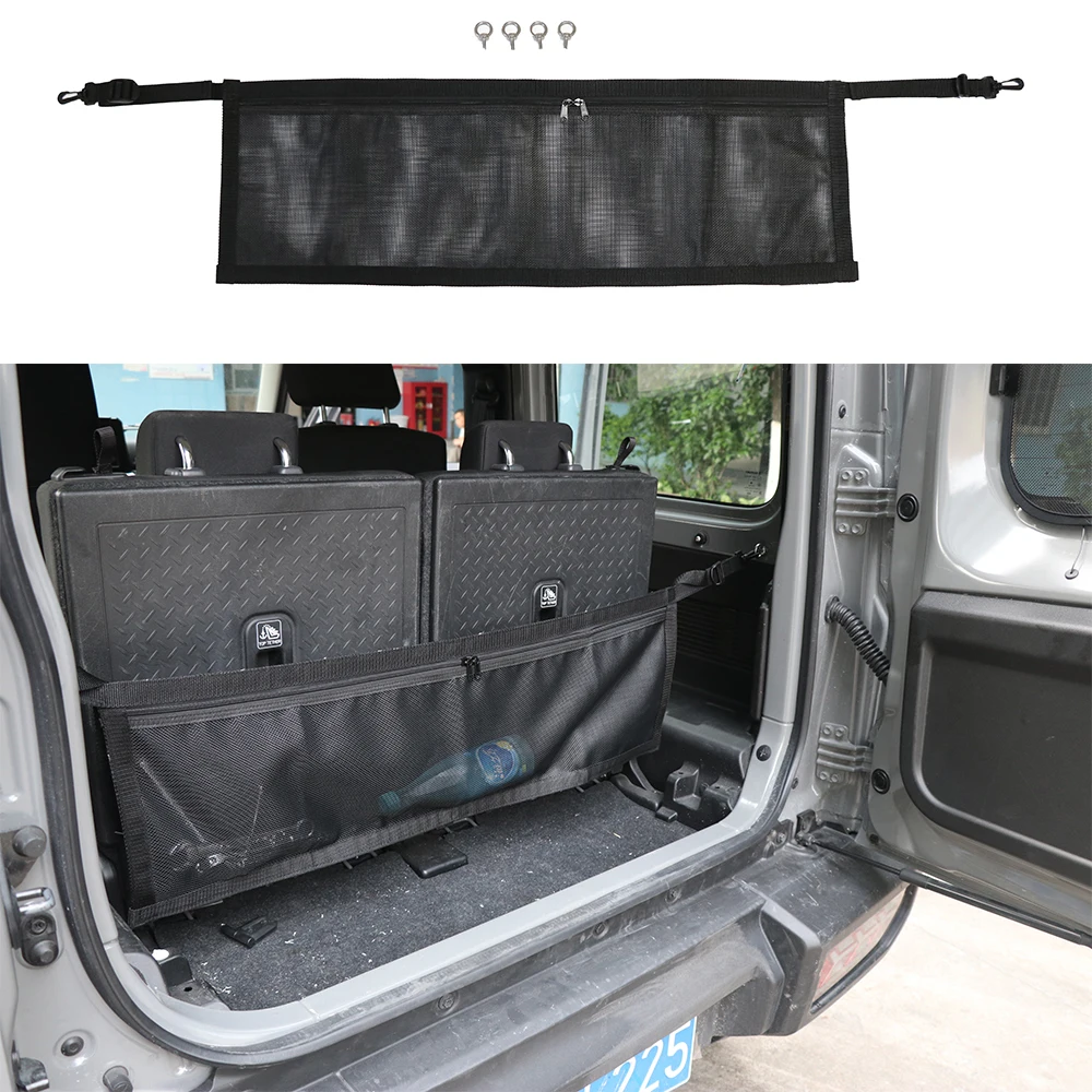 SXMA JMN003 Trunk Cargo Barrier Net with Storage Bag,Rear Safety PVC Isolation Organizer Luggage Divider forJimny 2-3Door 2019++