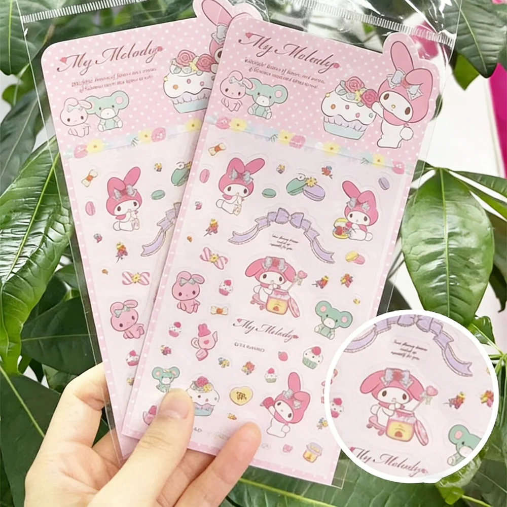 

Оригинальные наклейки Sanrio: милые стикеры с персонажами Cinnamoroll, Kuromi, Melody для скрапбуков, телефонов, гитар, кружек и декора