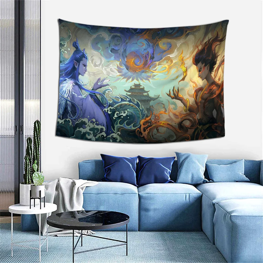 Oriental Myth animation Nezha Tapestry Decorate Wall Tapestry Cute Gift Flags