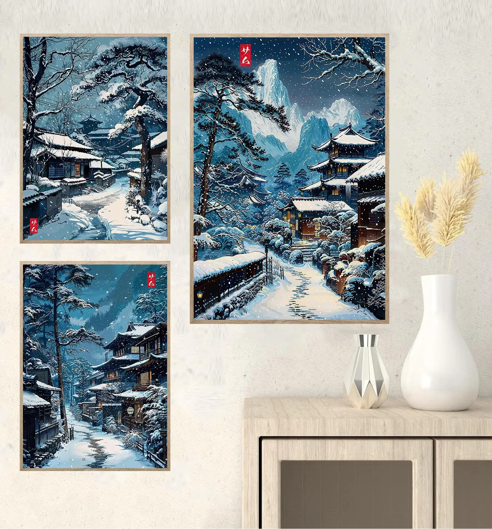 2026 Japanese Ukiyoe Style Tokyo Street Sakura Temple City Building landscape Poster Canvas Paintings Wall Art Pictures Home Dec