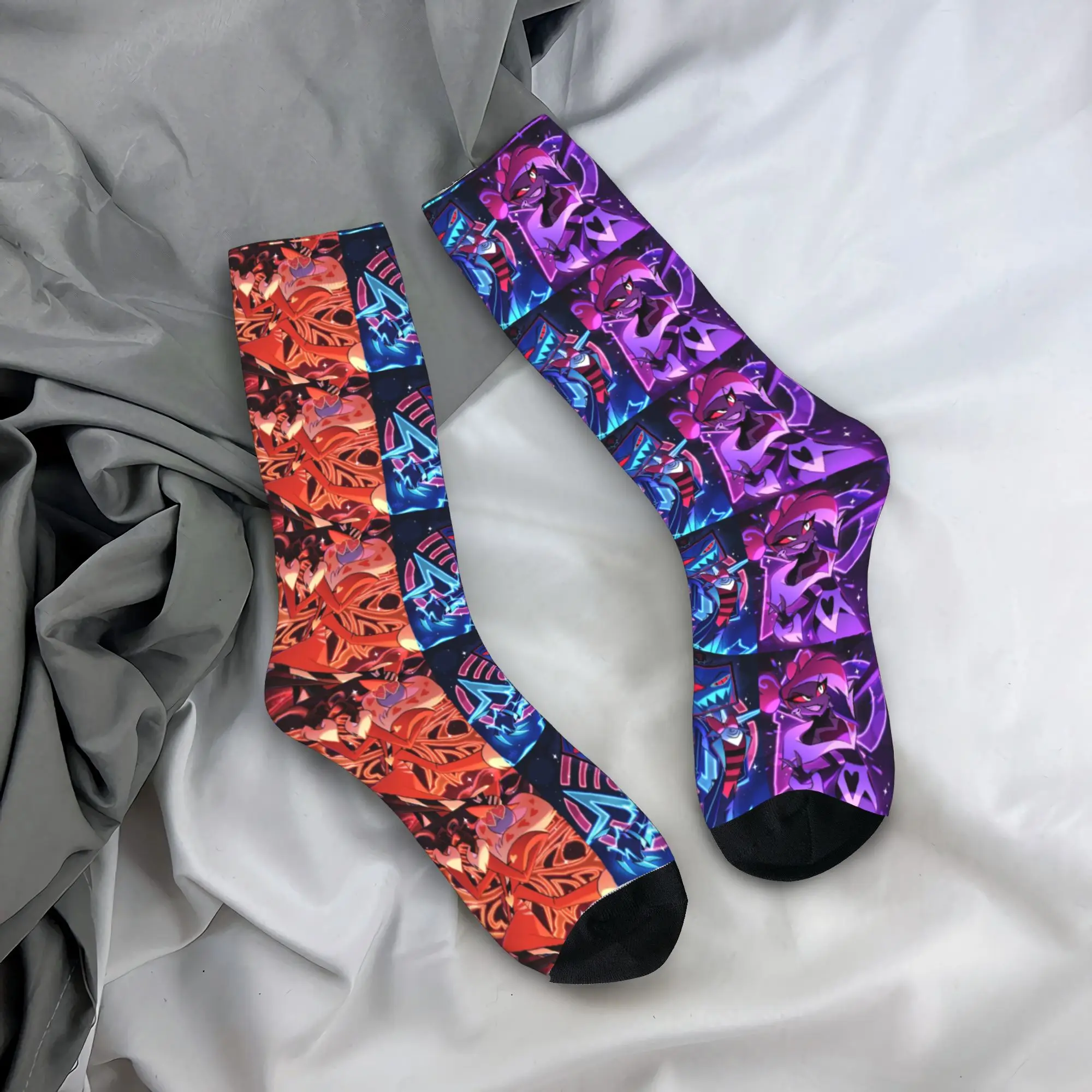 Hazbins Hoteling Vox Solo Metal Stockings Kawaii Socks Men Breathable Socks Winter Cycling Graphic Anti Sweat Socks Present