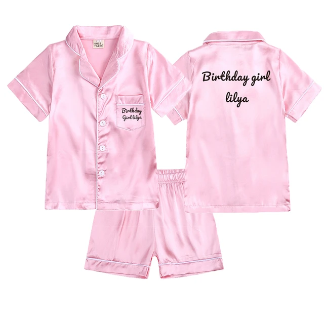 Toddler Girl Clothes Personalized Kids Silk Birthday Pajama Sets Boys Girls Aliexpress