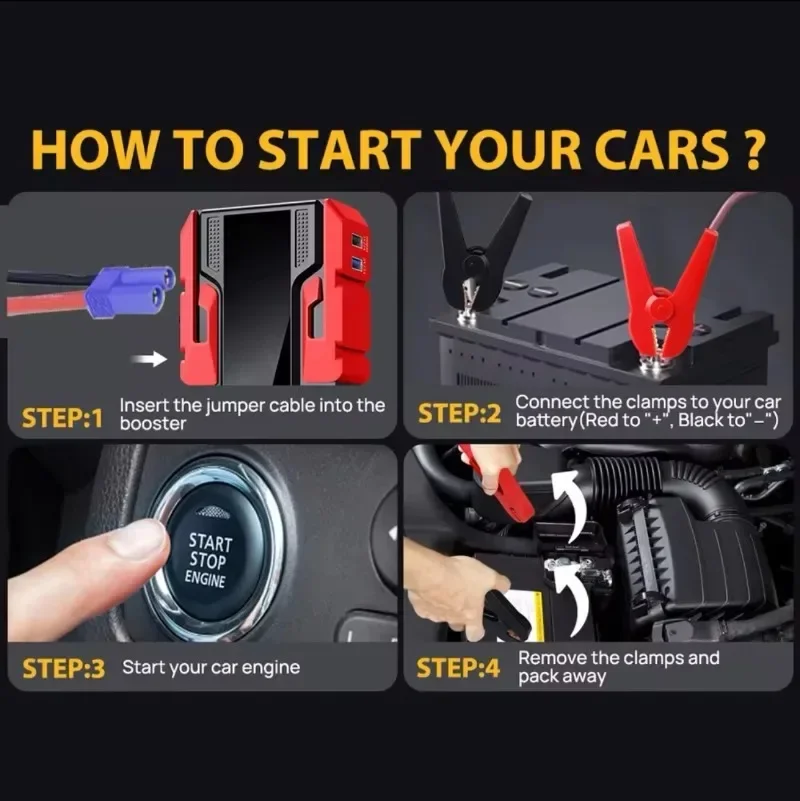 جديد 12 فولت 99800 مللي أمبير سيارة الانتقال كاتب ، المحمولة في حالات الطوارئ قوة البنك بطارية الداعم مع مصباح ليد ، USB ، لسيارات الدفع الرباعي فان دراجة نارية ATV #4