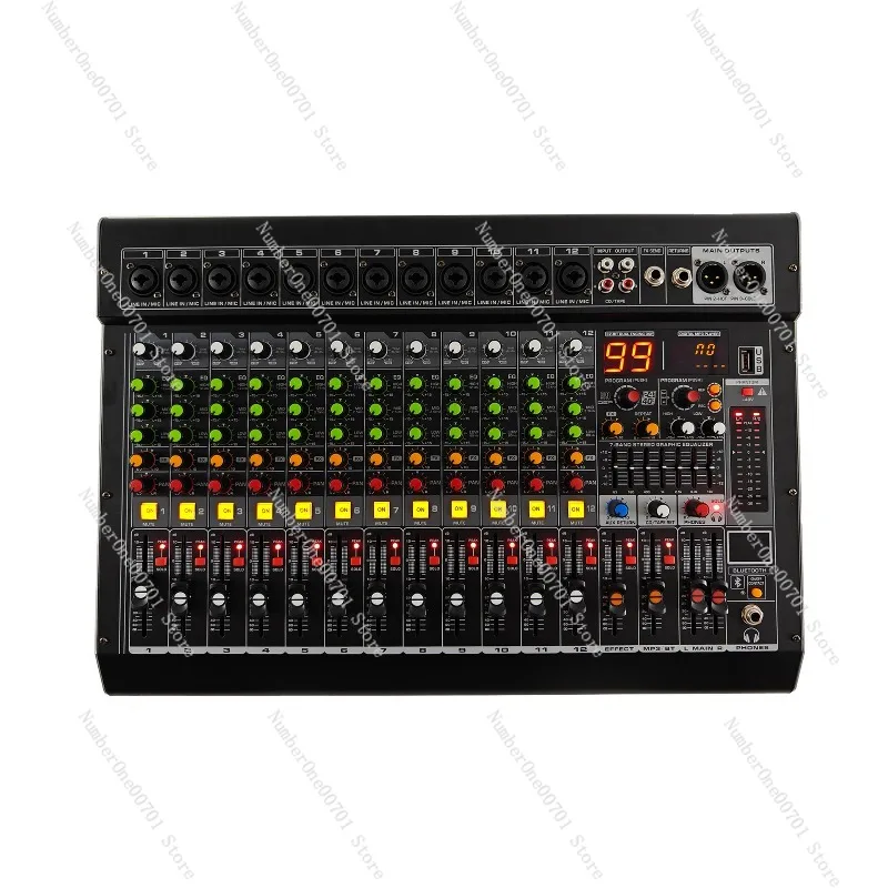 

8/12-Channel Mixer with Bluetooth, USB, 99 DSP Effects - Professional Audio Console for Stage, Wedding, KTV & Home