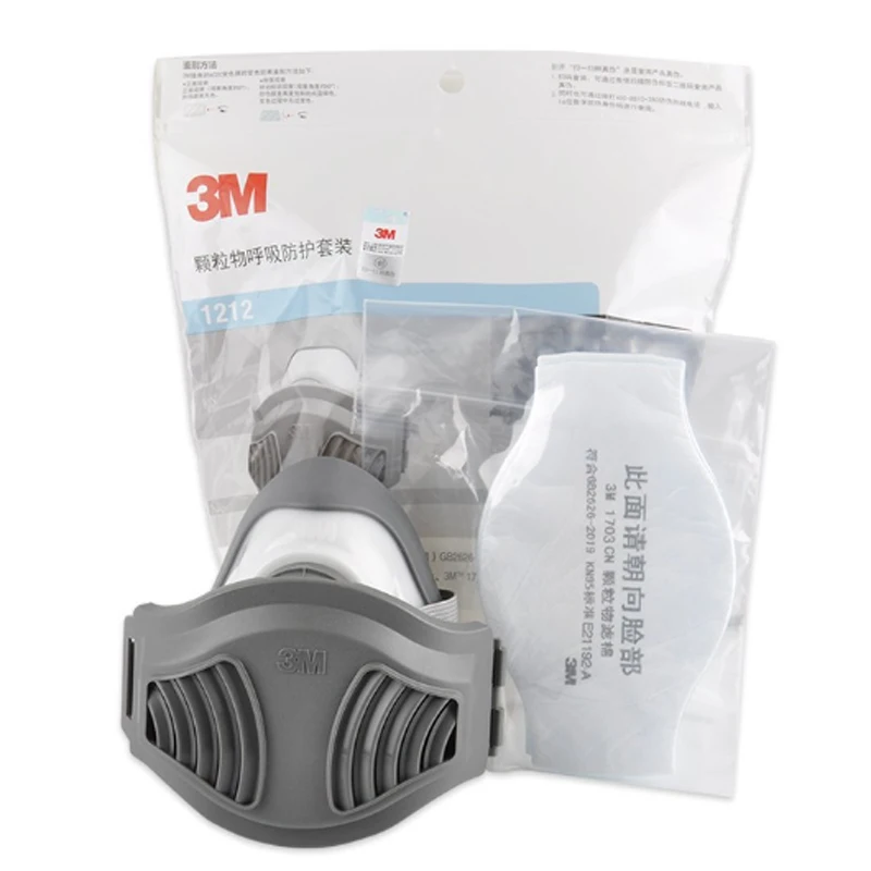 3M 1212+12pc1703Filter cotton Half Face Gas Mask Dust Anti industrial conatruction Dust pollen Haze poison Family Professional