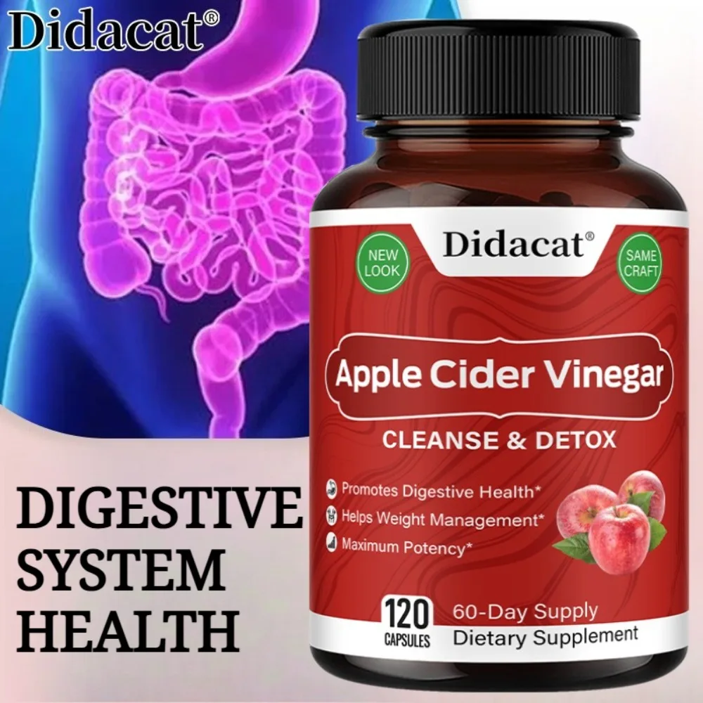Apple Cider Vinegar Capsules - Cleanse and Detox for Gut and Digestive Health with Cayenne Pepper Fruit - Extra Strength ACV