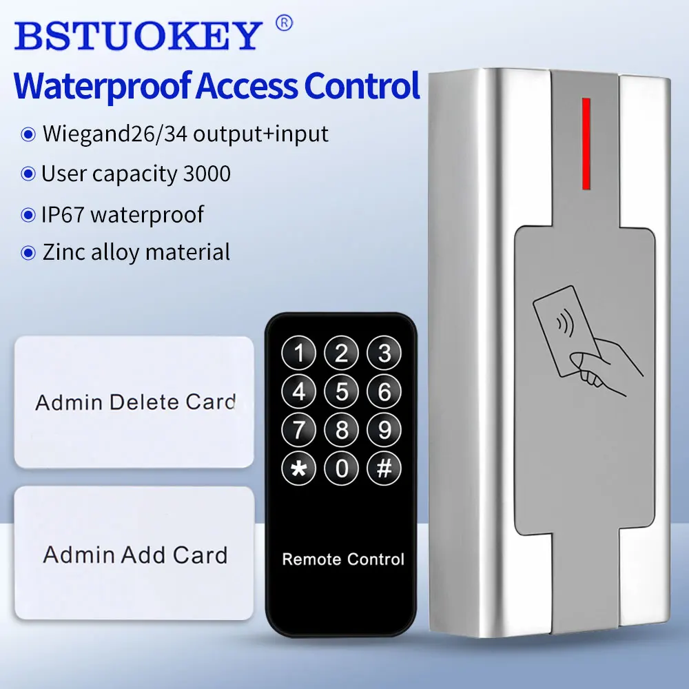 

Stand Alone RFID Access Control Kit Metal Keypad with Admin Cards and Programer Waterproof Door Kits for Electronic Lock System