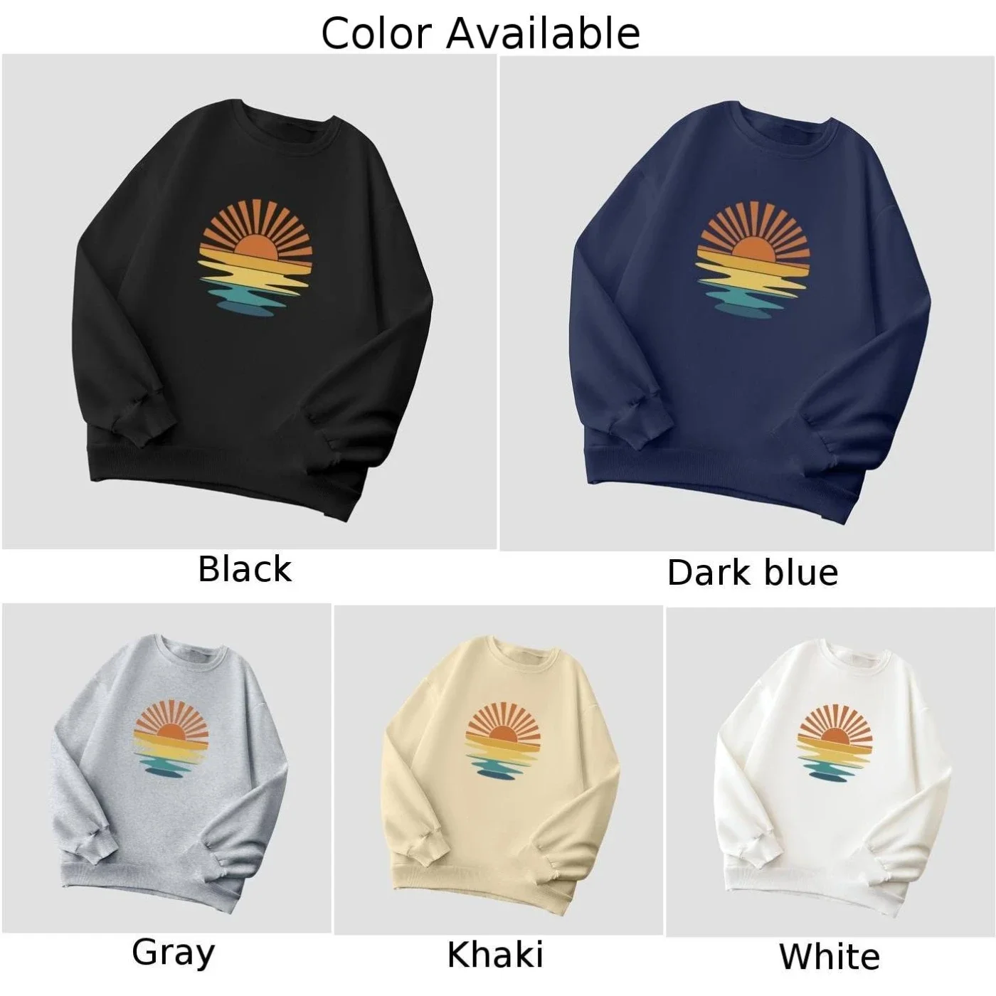 2025 Fashion O-Neck Pullovers Woman Round Neck Long-sleeve Velvet Winter Casual Positive Sunrise Scenery Print Sweatshirt