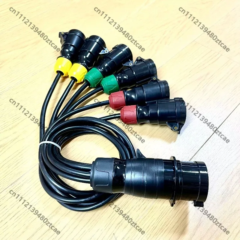 1 To 6 Stage Light Power Pigtail Cable, 32A 1 In 6 Out Splitter Wire, Beam Light Power Cord for Stage Lighting Equipment