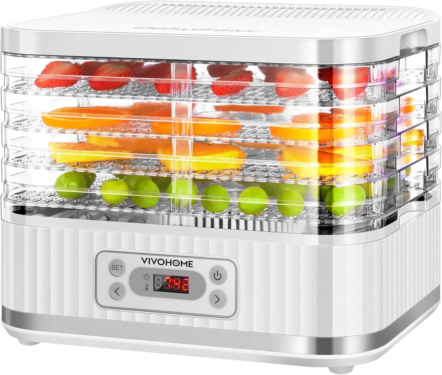 

Electric 5 Trays Food Dehydrator Machine, 400W Hydrator Machine with 72H Digital Timer and Temperature Control for Fruit