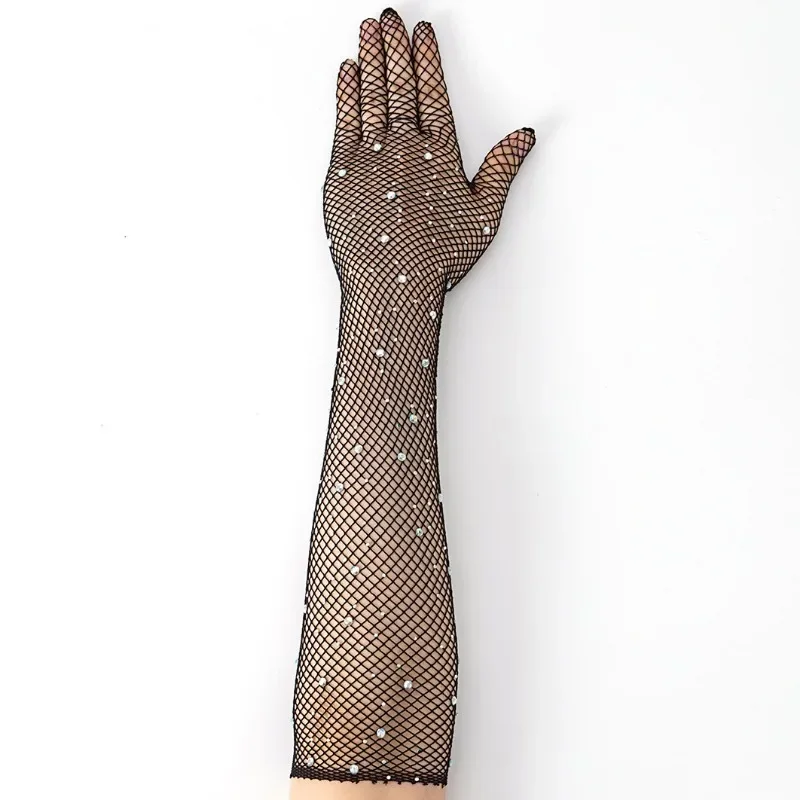 I guanti lunghi a rete sono adatti alle spettacoli teatrali delle donne come guanti da dito elasticizzati di Halloween Feste Reti da pesca cavi