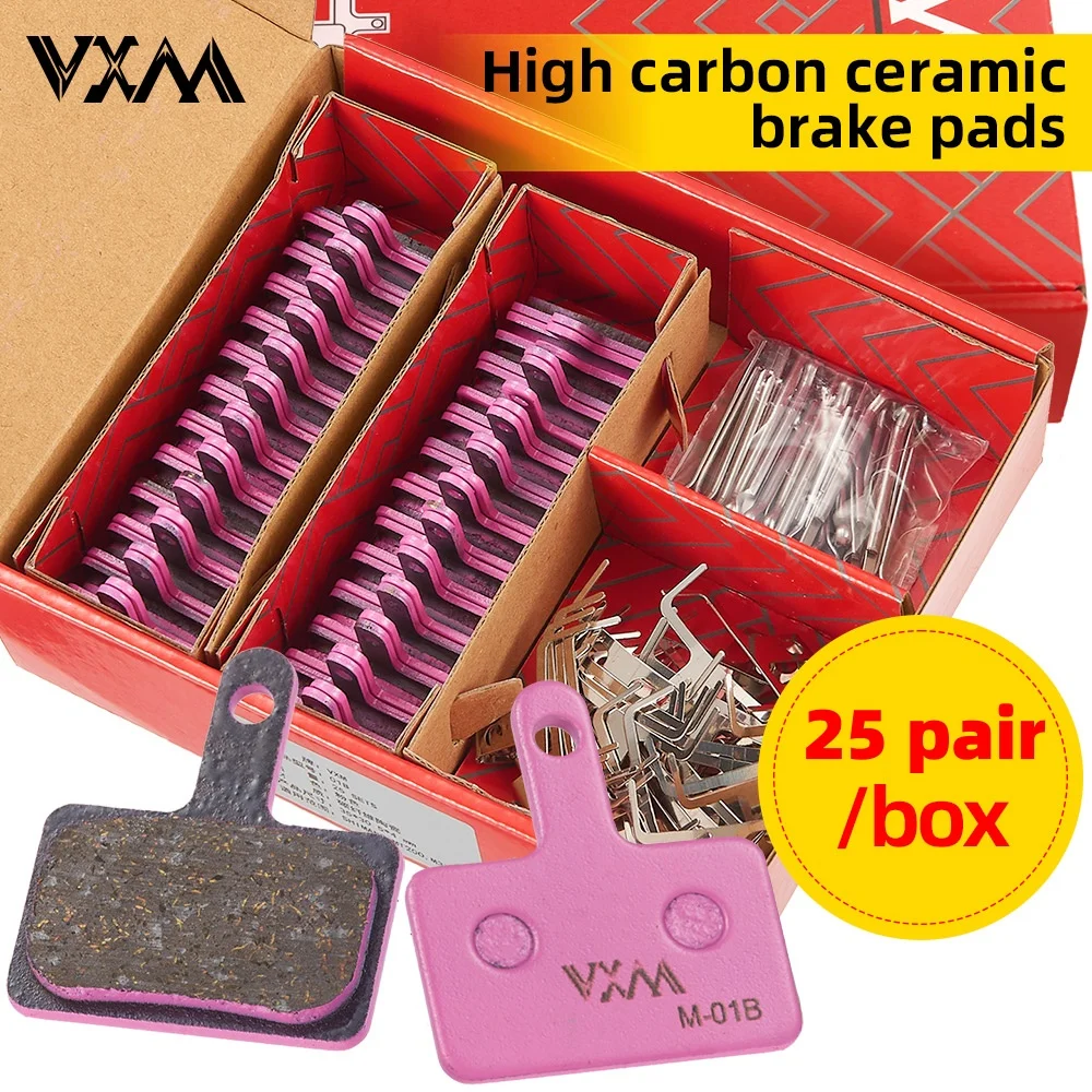 

VXM Bicycle High Carbon Ceramic Brake Pads M-01B Model 25 Pairs/Box Wear-Resistant Heat-Resistant Brake Pads for MTB Road Bikes