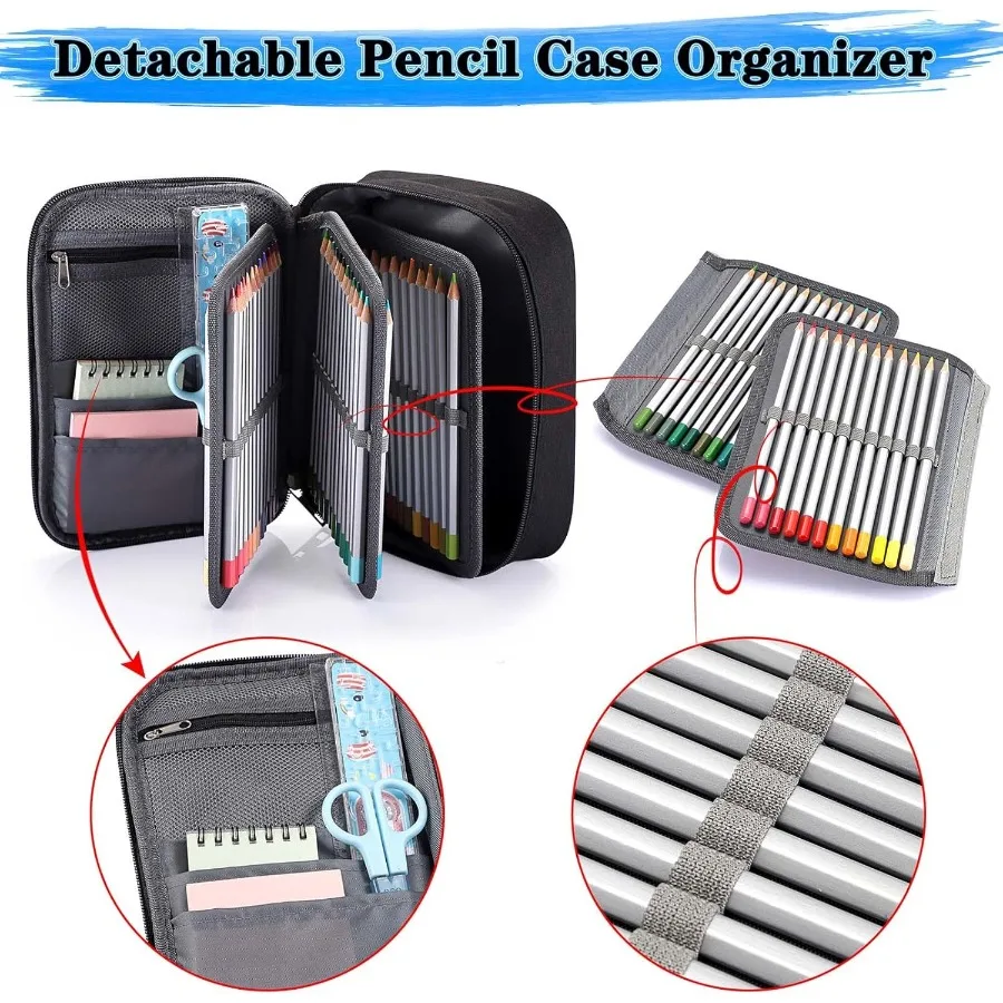 BTSKY Borsa per cancelleria con cerniera di grande capacità con motivo - Custodia multifunzionale per organizer per cancelleria con 36 grandi elastici