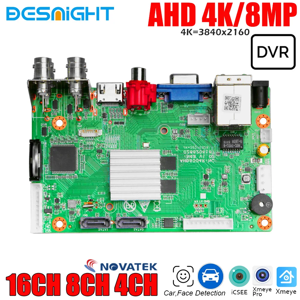 8-мегапиксельная система безопасности 4K DVR 4/8/16 каналов AHD/TVI/CVI/IP Облако P2P AI Обнаружение лиц 8-мегапиксельная система безопасности 4K DVR 4/8/16 каналов AHD/TVI/CVI/IP Облако P2P AI Обнаружение лиц