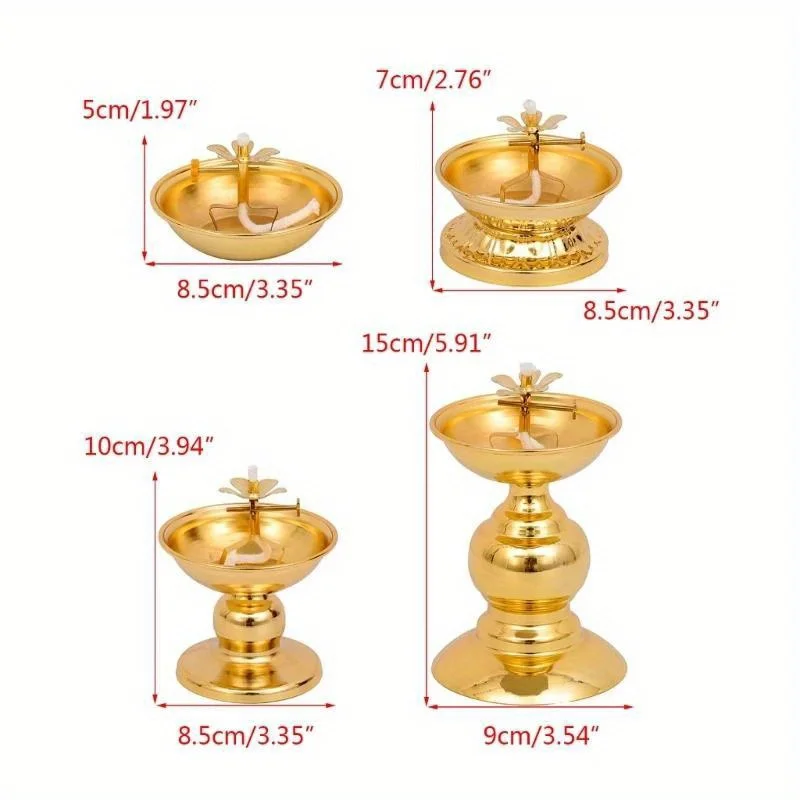 Dimmable Lamp Holder Alloy Oil Lamp Dish Cooking Butter Home Worship Ever-burning Lamps for Indoor Use