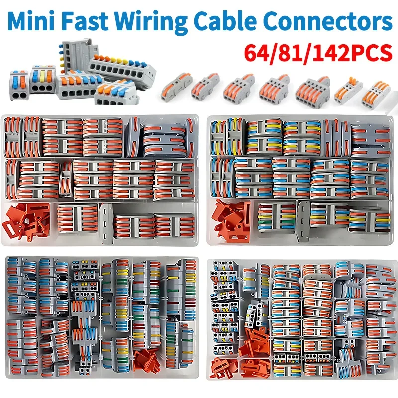 

Mini Fast Wiring Cable Connectors Push-in Home Terminal Block Junction Tool Box Universal Compact Splitter Electrical Conductors