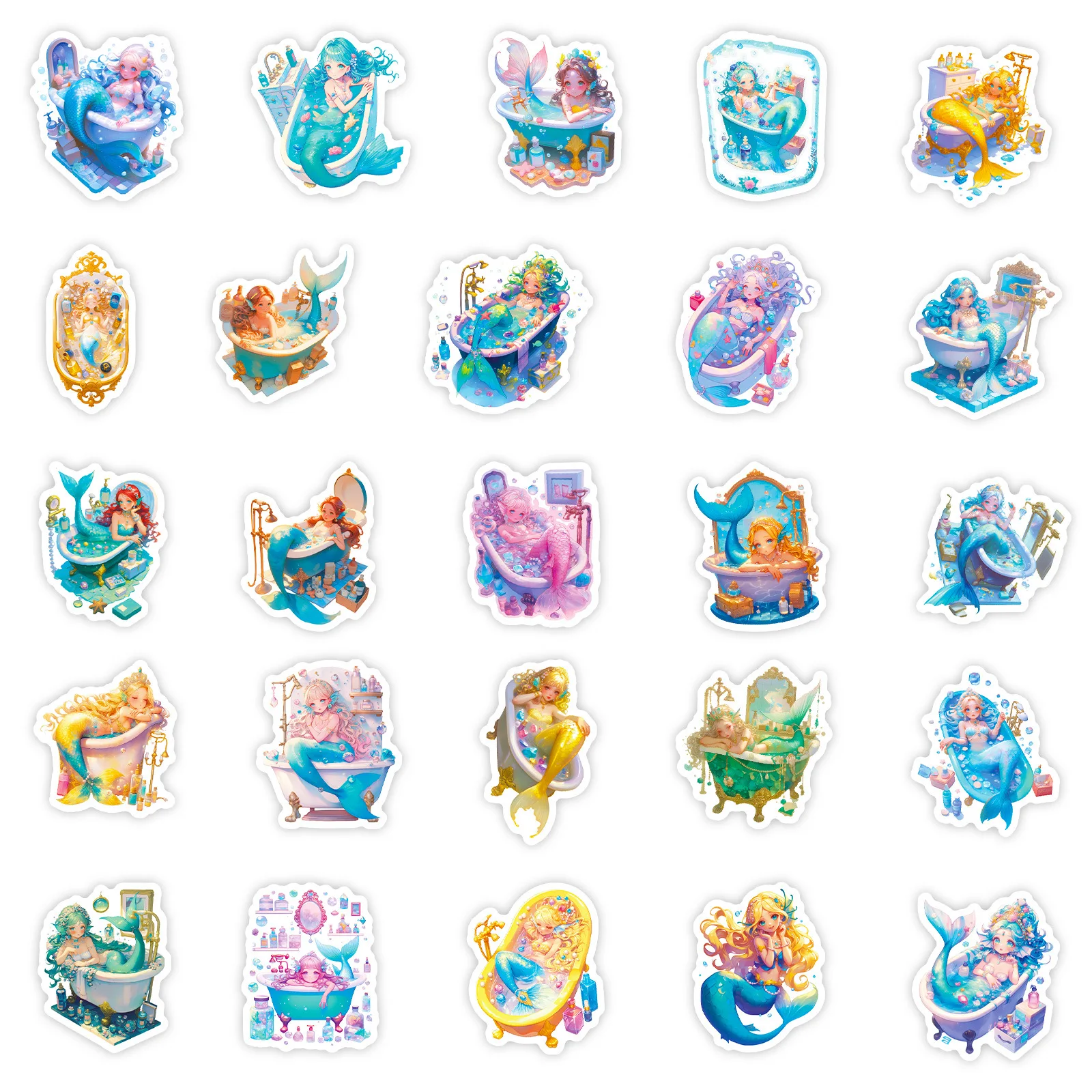 56 ชิ้นสติกเกอร์สีน้ำนางเงือกกันน้ำการ์ตูนสร้างสรรค์กราฟฟิตี้ตกแต่ง DIY ของเล่นเด็กแล็ปท็อปกีตาร์รถจักรยานสติ๊กเกอร์