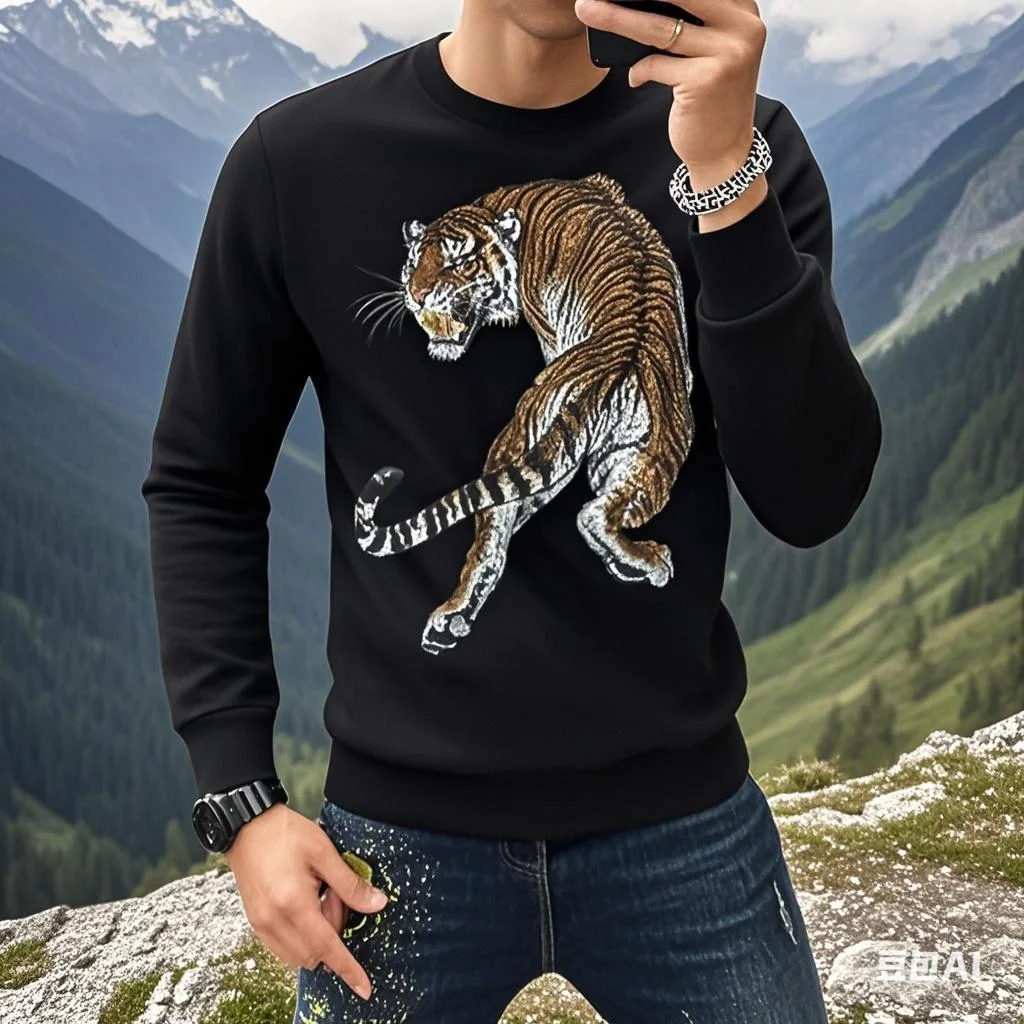 

Men's Anime Graphic Sweatshirt Casual Streetwear Rhinestone Diamond Long Sleeve Hot Drill Hoodie Men's Fashion Streetwear
