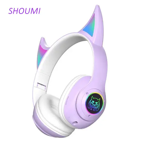 Wireless Headphones for Boys Bluetooth Devil Headset Children's Girls Demon Earphone Breath Light Helmet with Mic for Kids Gift