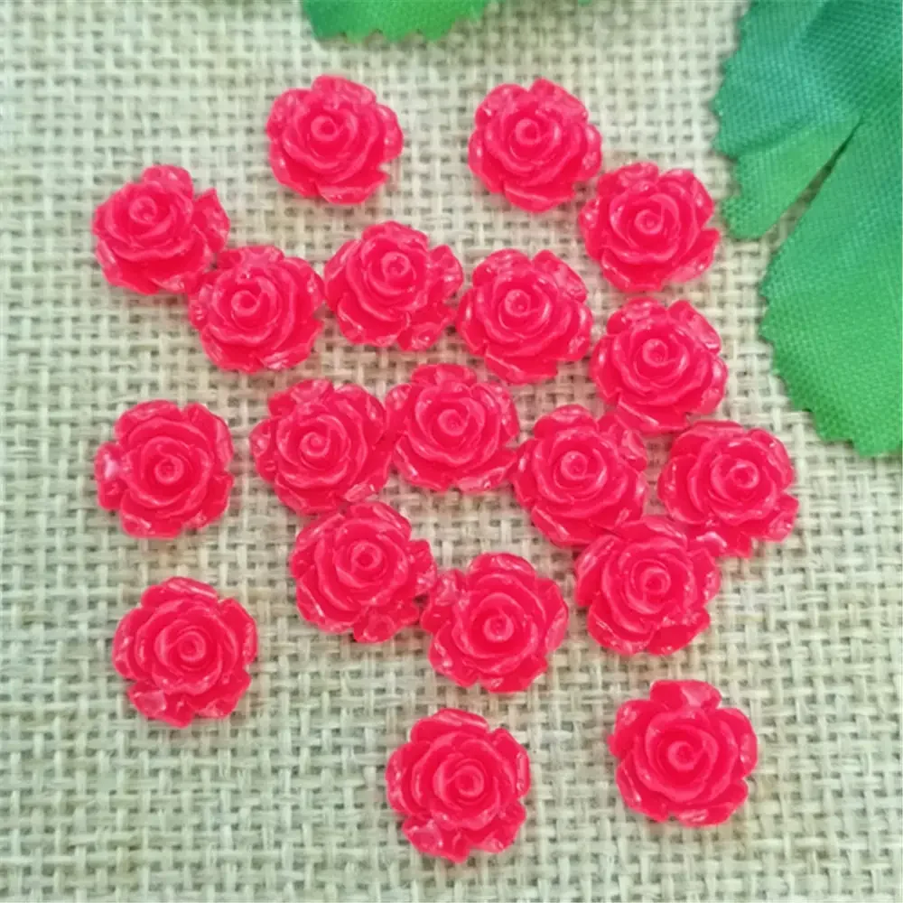 40pcs Resin Rose Beads Buttons Embellishments Scrapbooking DIY Craft 10mm