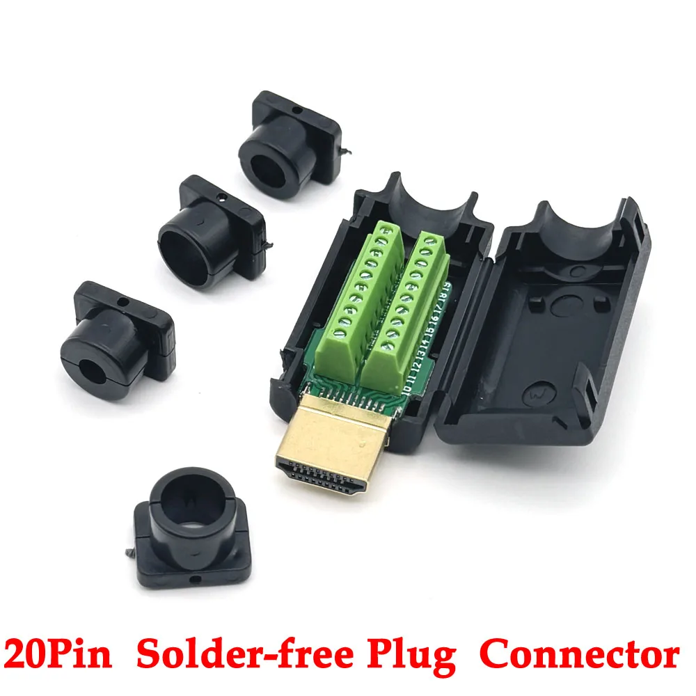 HDMI-compatible Solder-free Plug Connector HDMI-compatible 2.0 Welding Connectors 4K HD Line Repair DIY Male Adapter