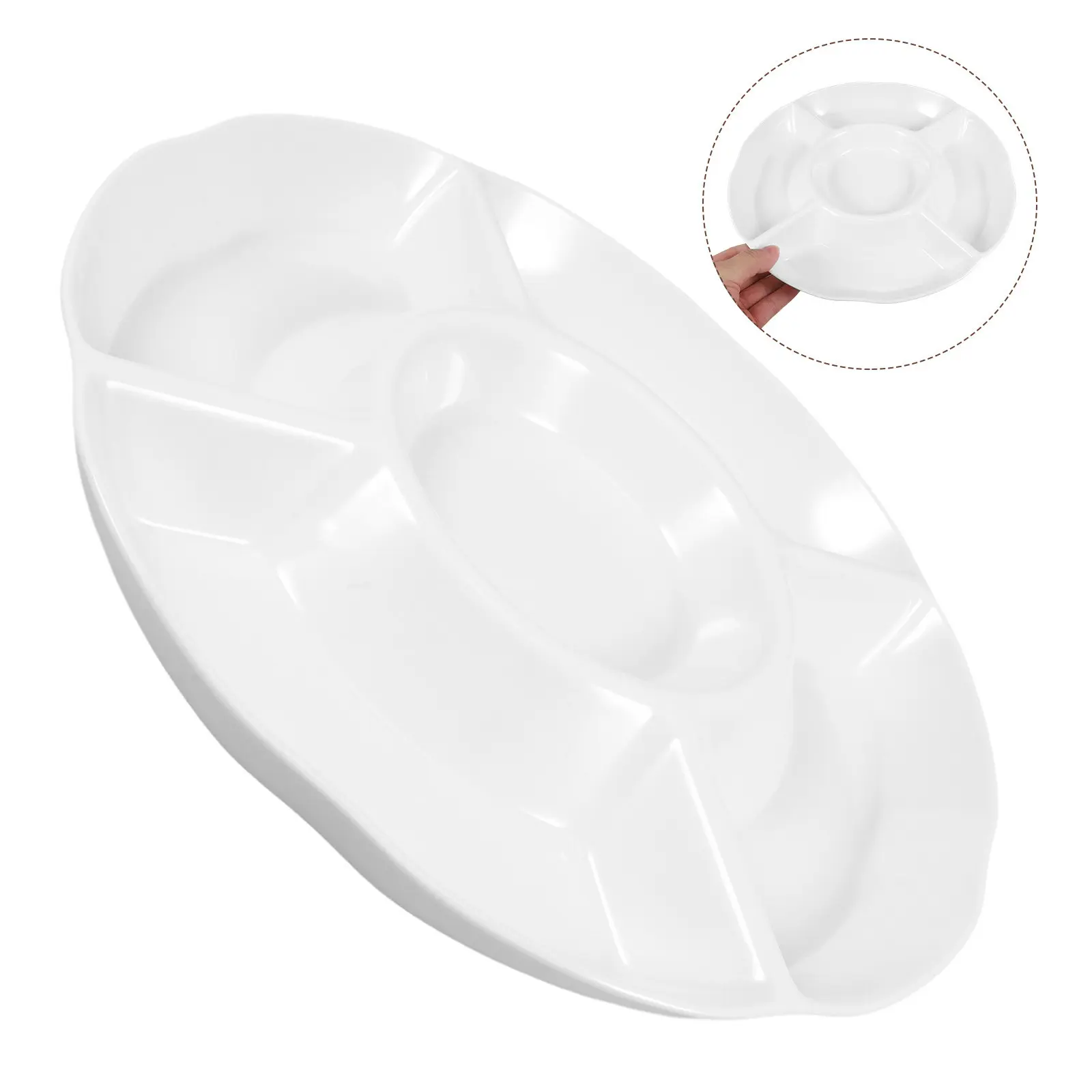 5-Compartment Divided Serving Tray Ktv Style Snack Container for Party Bar Restaurant Veggie Chips Salsa Fruit Dip Sauce Dish