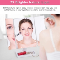 A87Z Trifold Makeup Mirror with 22 LED Lights,10X/3X/2X Magnification Portable Fold Lighted Table Desk Cosmetic Mirror,White