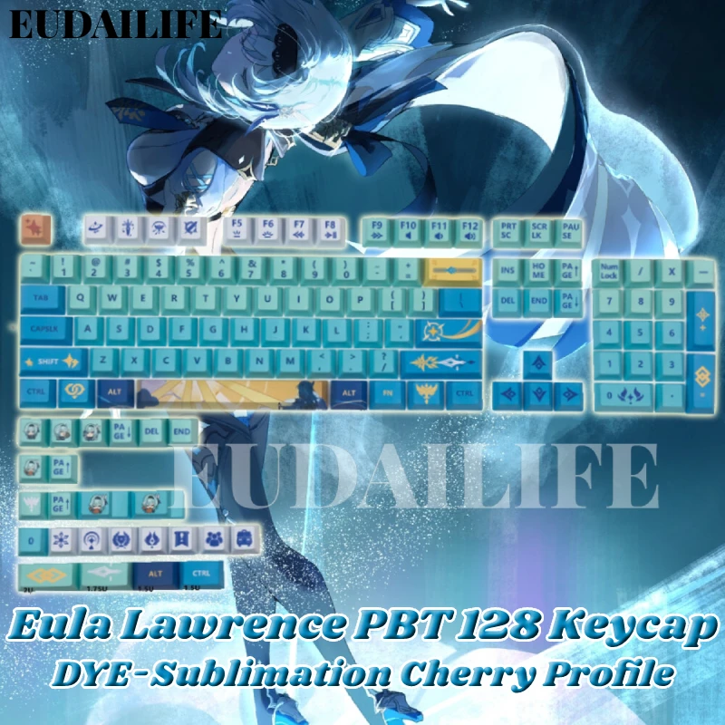 

Game Genshin Impact Eula 128 Key PBT DYE Sublimation Cherry Profile MX Cross Axis Switch Keycap Mechanical Keyboard Otaku Gift