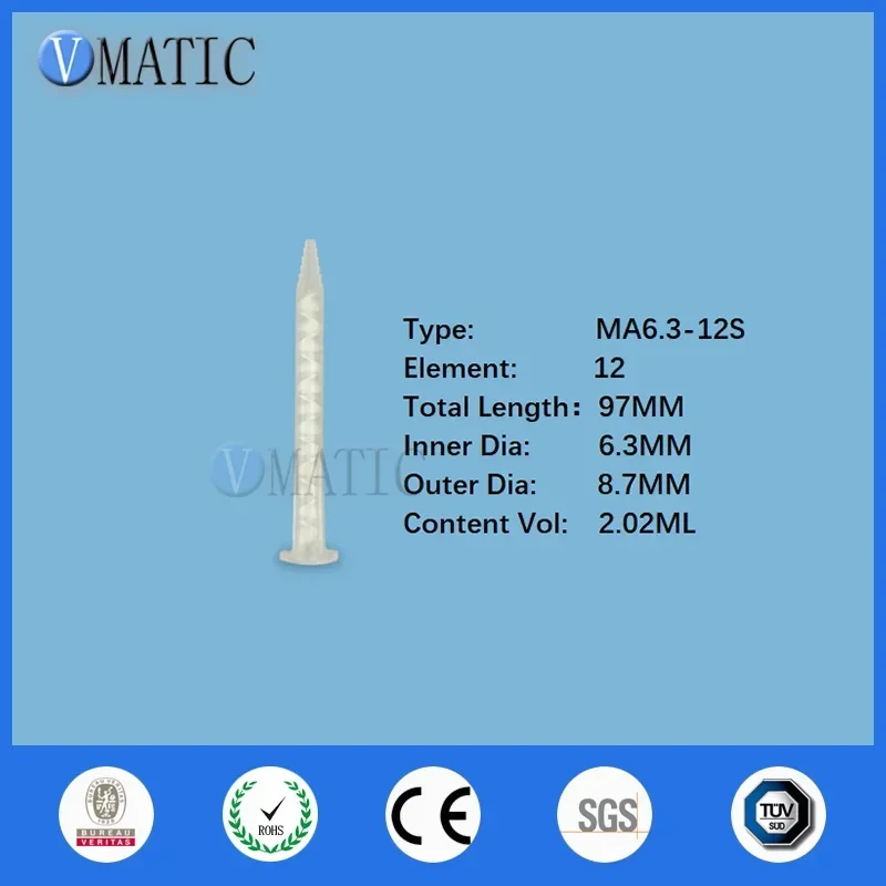 ‌MA6.3-12S Industrial Static Mixer Nozzle | AB Glue Mixing Tube (Stainless Steel/Chemical Resistant/Electronics/Free Shipping)‌