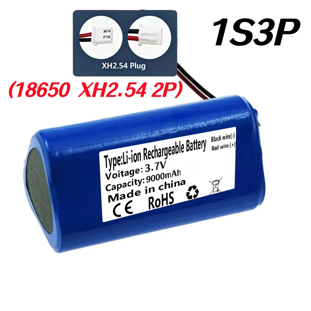 

1S3P литиевая батарея 3,7 В 9000 мАч 18650 с разъемом XH2.54-2P 4,2 В перезаряжаемая батарея для электронных гаджетов DIY источник питания