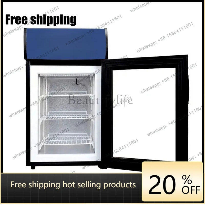 50L single-door refrigerator, small commercial ice cream supermarket glass door, fresh-keeping refrigerator