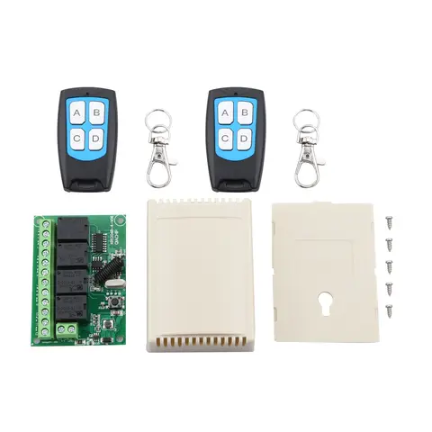 Universal Wireless Remote Control Relay Switch DC 12V with 4CH RF 433 Mhz Transmitter Receiver for Garage and Gate Controller