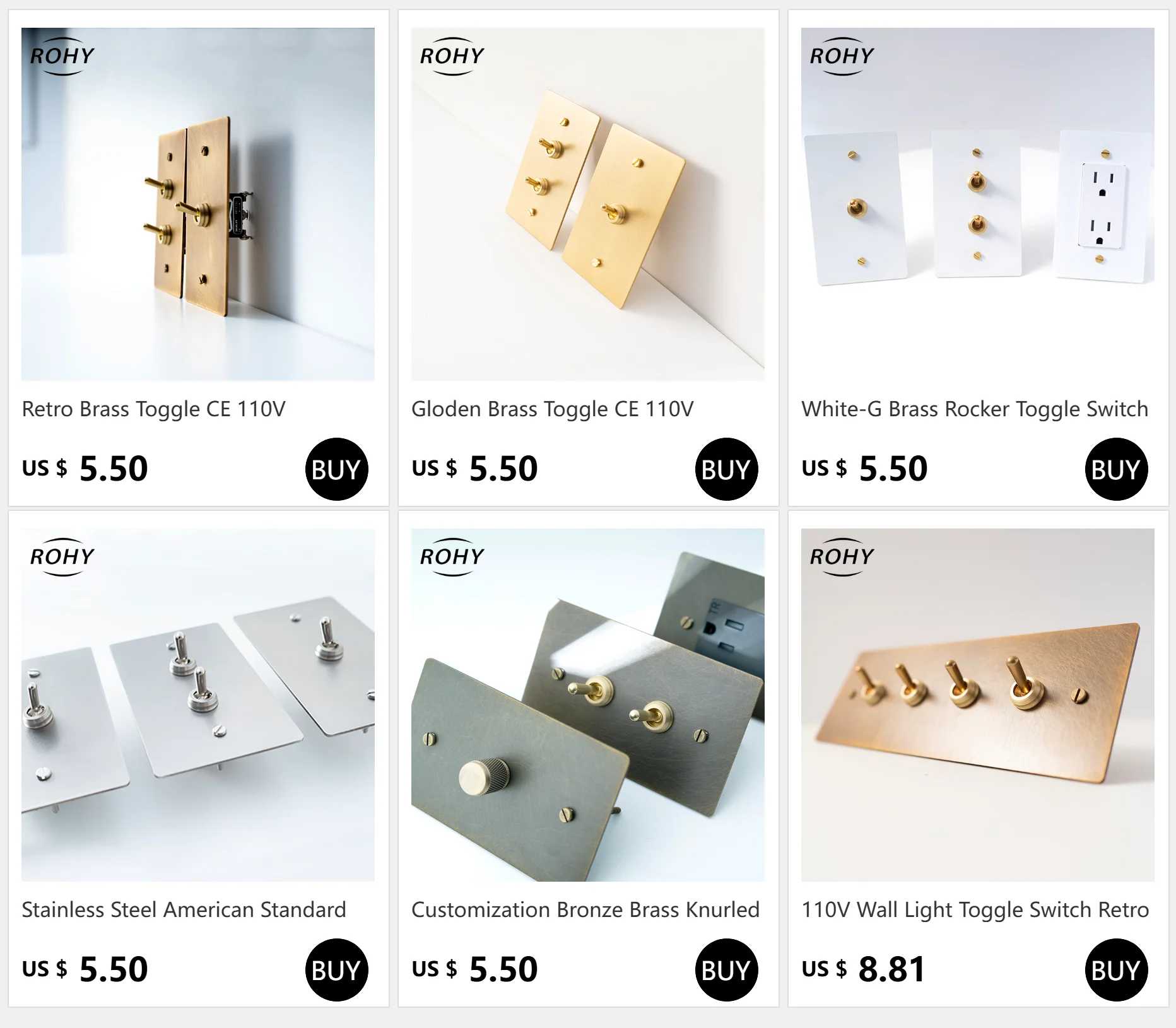 Retro 86 Typ Kreuzgerändelter Kippschalter Vintage Messingplatte CE 220V EU-Steckdose Dimmer für Büros Hotels Hardware – Detail 1