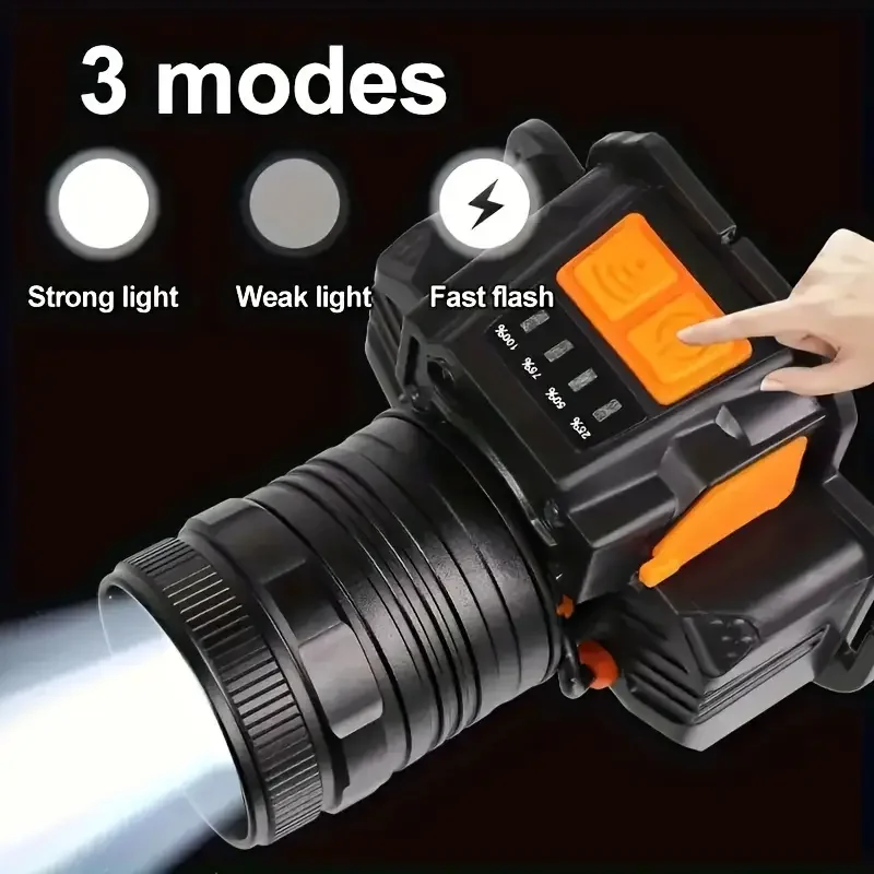 Ultra-Bright 30W LED Headlamp – 800m Range, Motion Sensor, U