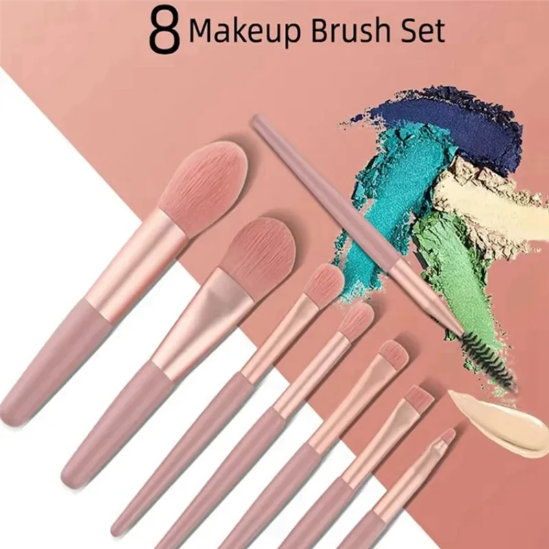 فرشاة مكياج احترافية مكونة من 8 قطع مع حقيبة تخزين، والتي ضرورة الجمال عند السفر والخروج