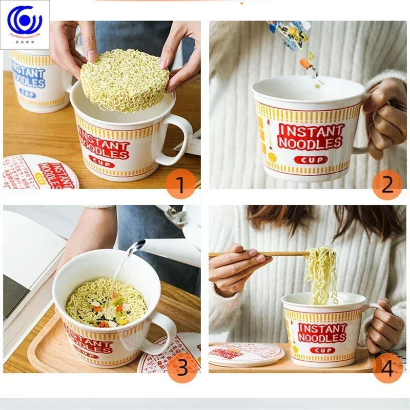 

Креативная керамическая миска для лапши быстрого приготовления с крышкой, большая чашка для крупы в студенческом общежитии для девочек, чашка для завтрака