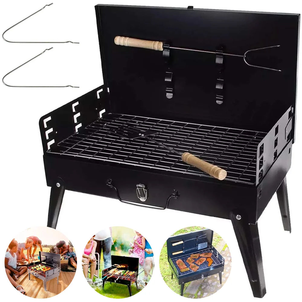 Parrilla portátil para barbacoa, parrilla de carbón plegable para exteriores, Mini parrilla, horno de barbacoa para acampar, Picnic, playa