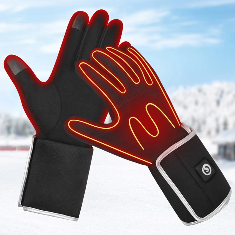 Heated Gloves Thermal Women Men Electric Heating Gloves Skiing Motorcycle Water-resistant Warm Cycling Thermal Gloves Winter