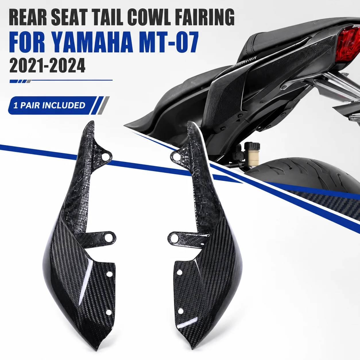 

Rear Seat Tail Cowl Fairing Side Panels Carbon Fiber Tail Side Cover for Yamaha MT07 MT-07 2021-2024 Motorcycle Accessories