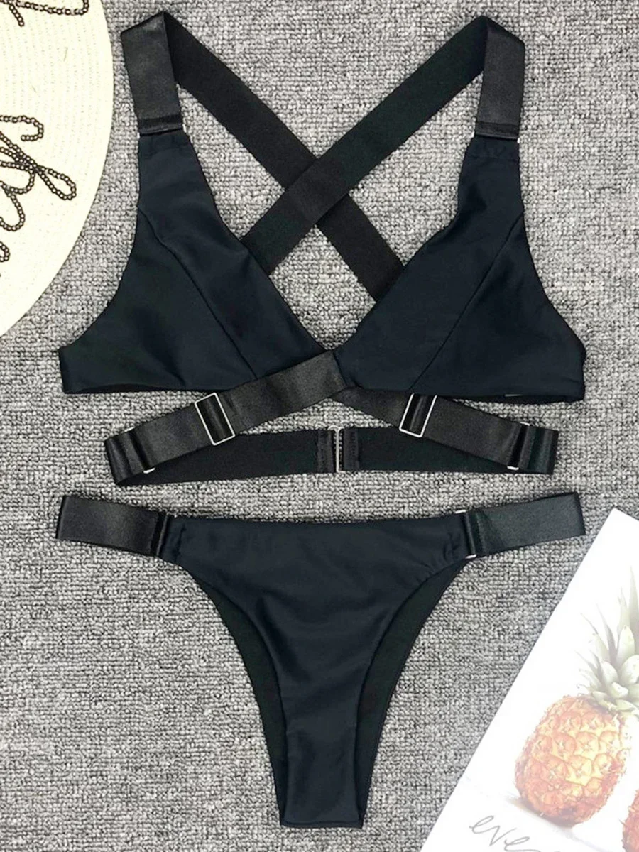 Sexy Adjustable Buckle Bandage Vevlet Bikini 2024 Women Swimsuit Female Bikinis Swimwear Two Pieces Bikini Set Bathing Suit Swim