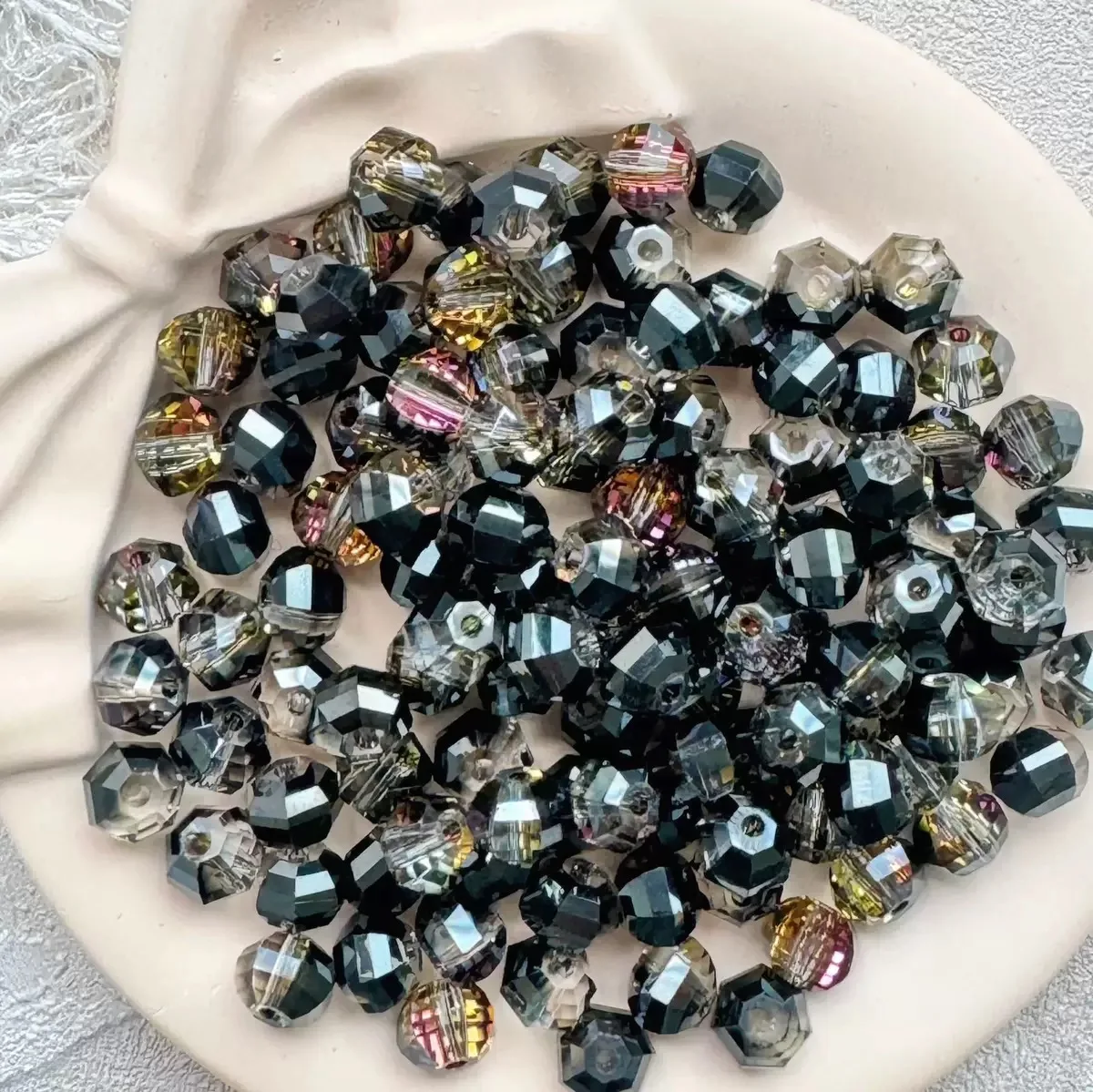 AAA 8mm AB color Round Crystal Beads Faceted Transparent Glass Bead Loose Spacer Bead for Jewerly Making DIY Needlework Bracelet