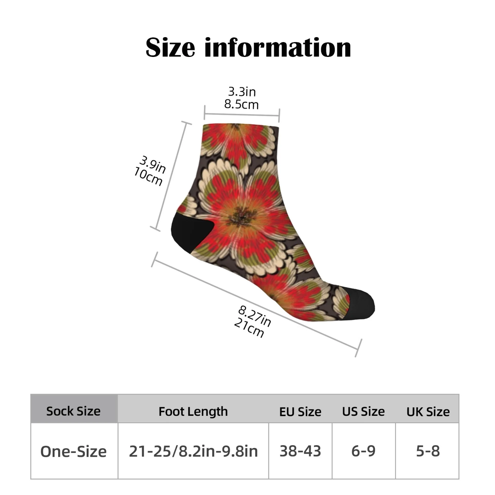 جوارب ضغط مجنونة سعيدة داكنة، جوارب قصيرة على شكل زهور حمراء كلاسيكية، جوارب مضحكة مبتكرة، هدية كاجوال على طراز هاراجوكو #2