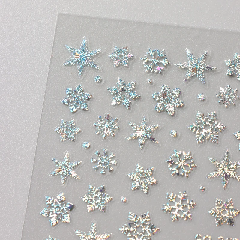 2 قطعة عيد الميلاد المجسم مسمار الفن ملصقات قزحي الألوان الليزر ندفة الثلج الغزلان شجرة الشتاء المنزلق الشارات السنة الجديدة مانيكير لوازم #3
