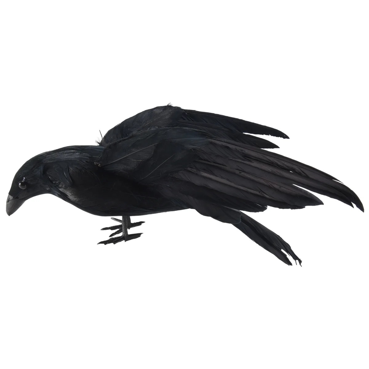 Properti Halloween bulu gagak burung besar 25x40cm mainan model penyebaran hitam gagak, properti performa