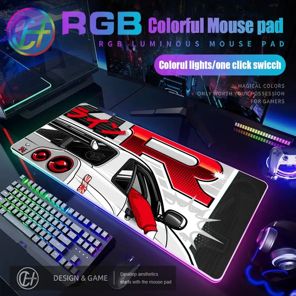 

HYBXAXC Large Racing Car Mouse Pad RGB Gaming Mouse Pad Desk Mat HD Gamer Large LED Light XXL
