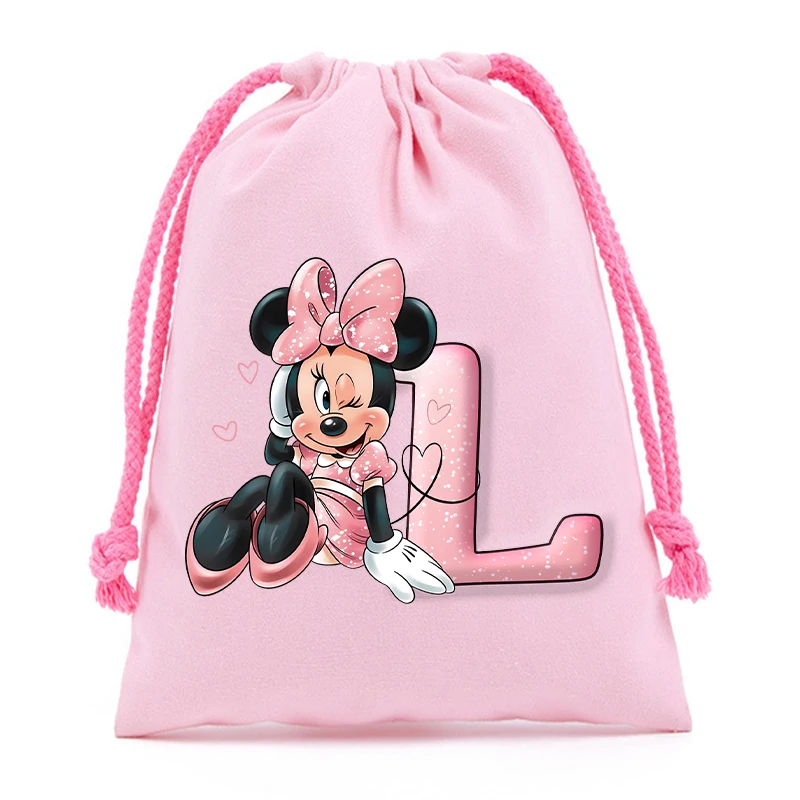 New Minnie Mouse Cartoon Letter Drawstring Bag Children Handbag Kawaii Storage Bags Boys Girls Tote Bags Kids Birthday Gifts