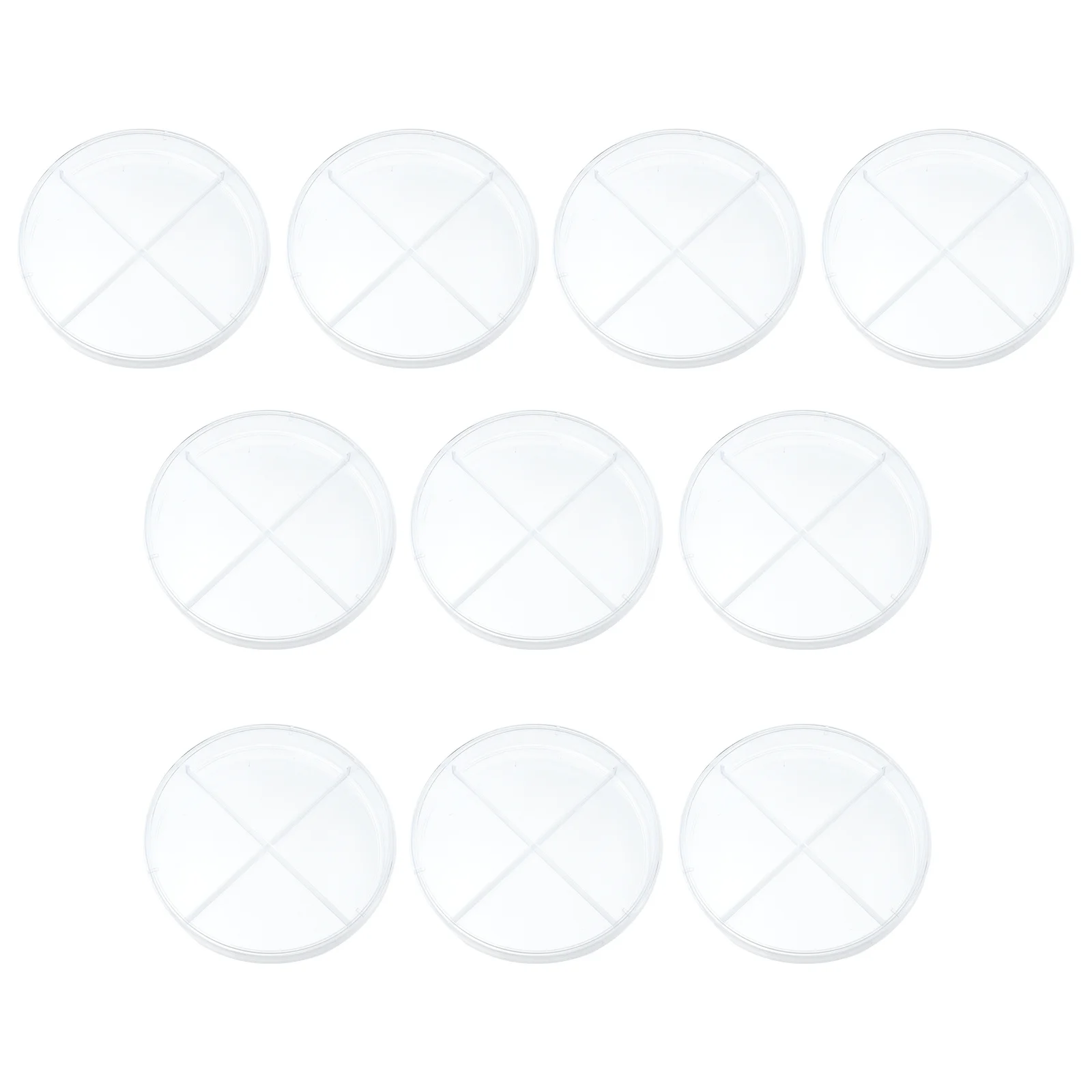 

10Pcs Clear Cell Culture Dish Four-Partition Petri Plate Optically Clear Plastic for Microscope Inspection Science Experiment