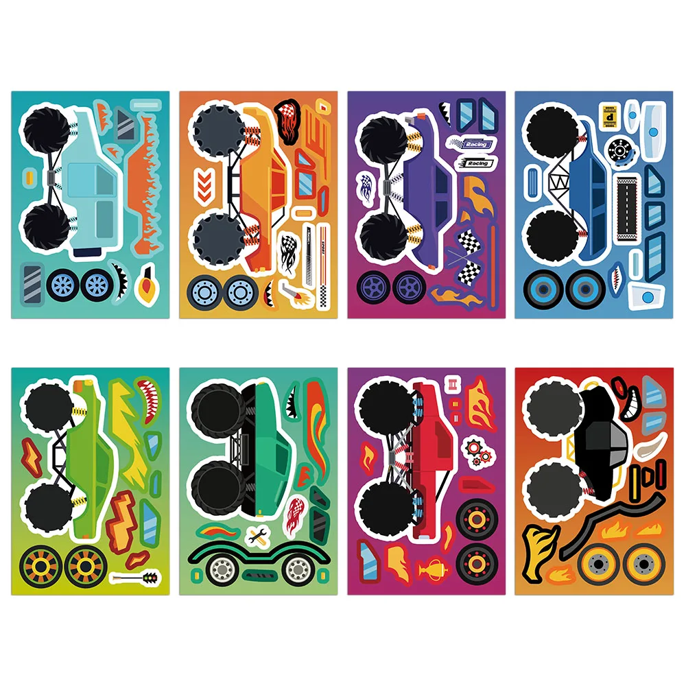 สติกเกอร์ลายกราฟฟิตี้เท่ๆ สำหรับรถออฟโรด 8 ชิ้น สำหรับตกแต่งเคสมือถือ แล็ปท็อป แก้วน้ำ รถจักรยานยนต์ และของเล่น